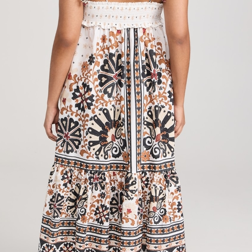 FARM Rio Black and White Midi Resort Dress